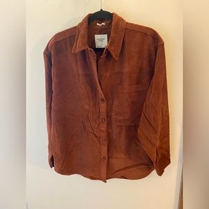 Abercrombie & Fitch Corduroy Shirt Jacket Shacket Button Down Med Brown